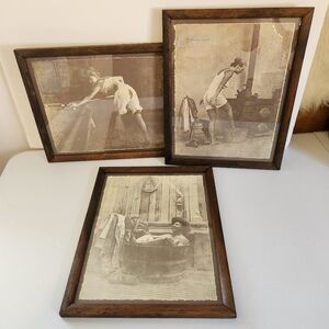 Vintage Nude Risque Bath Collection Prints R. Hendrickson 60s 70s Sepia Framed